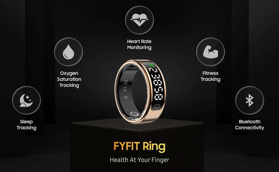 Smart Ring | Sleep, HR, HRV, SPO₂, Steps | Sports | Rosegold | Size8