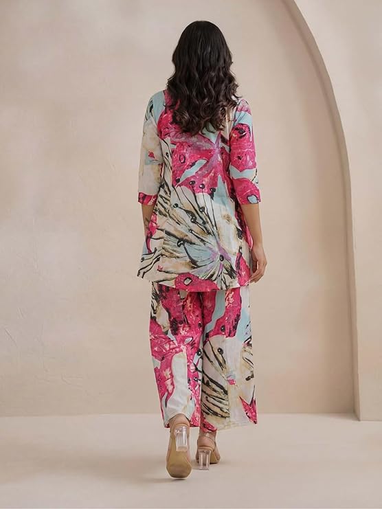 ashion Kurta Sets for Woman | Co ord Set for Women Stylish | Kurti Set for Woman | Short Kurti for Women Latest | Kurtis | Ethnic Jaipuri Straight Kurta Set with Palazzo Pants