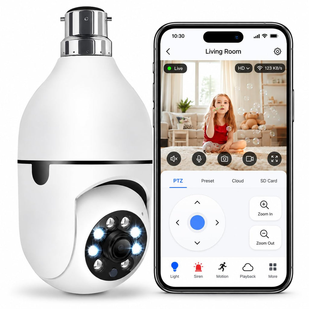 4Mp WiFi Bulb CCTV Camera for Home Security | 360° Rotation | Color Night Vision | Motion Detection Two-Way Audio | Wireless Light Bulb Camera with Mobile App V380 Pro