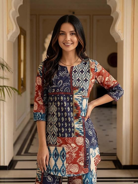 Fashion Kurta Sets for Woman | Co ord Set for Women Stylish | Kurti Set for Woman | Short Kurti for Women Latest | Kurtis | Ethnic Jaipuri Straight Kurta Set with Palazzo Pants | Salwar Suit for Party Outfits