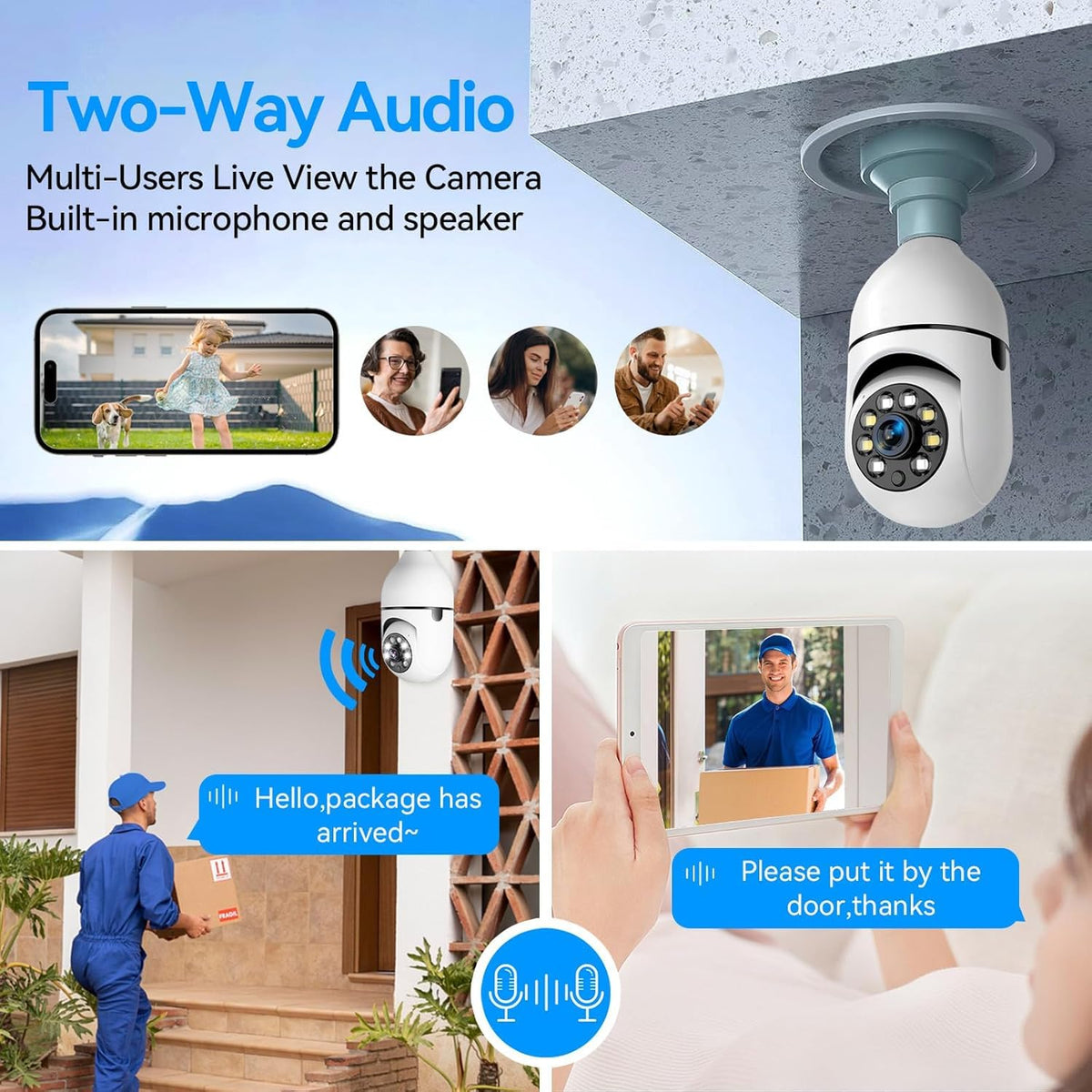 4Mp WiFi Bulb CCTV Camera for Home Security | 360° Rotation | Color Night Vision | Motion Detection Two-Way Audio | Wireless Light Bulb Camera with Mobile App V380 Pro