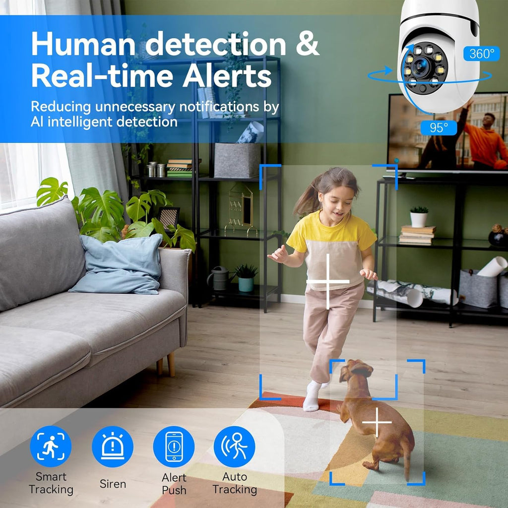 4Mp WiFi Bulb CCTV Camera for Home Security | 360° Rotation | Color Night Vision | Motion Detection Two-Way Audio | Wireless Light Bulb Camera with Mobile App V380 Pro